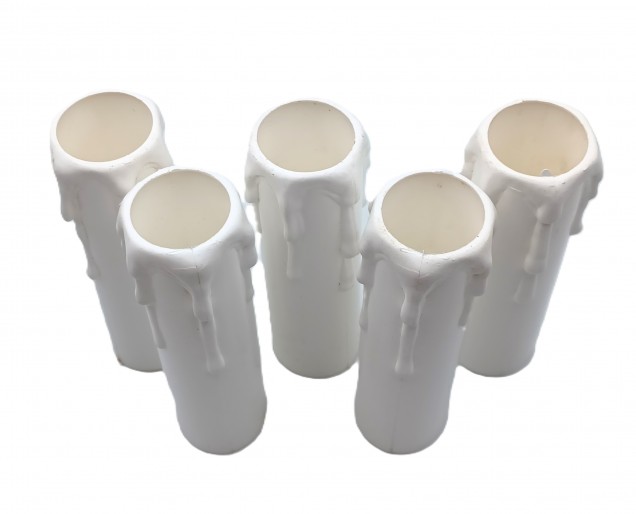 white plastic wax drip effect candle tubes 85mm height x 23mm