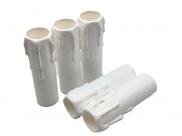 white plastic wax drip effect candle tubes 85mm height x 23mm