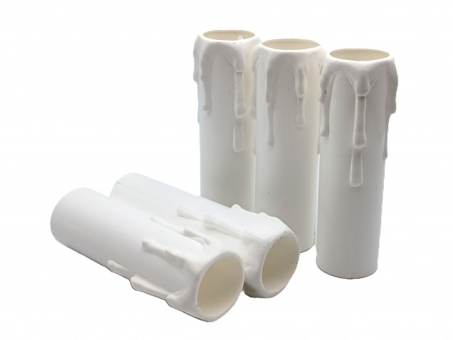 white plastic wax drip effect candle tubes 85mm height x 23mm