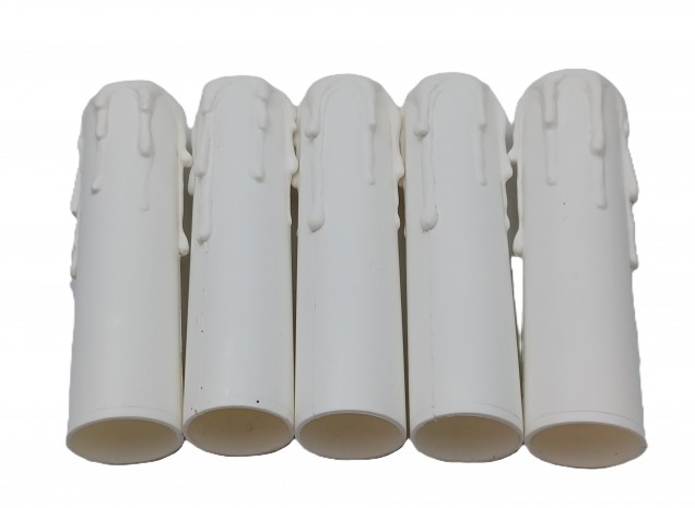 white plastic wax drip effect candle tubes 100mm height x 23mm 