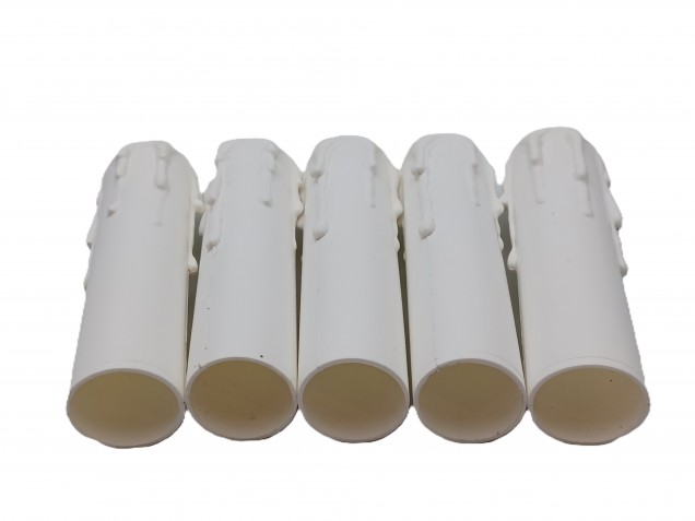 white plastic wax drip effect candle tubes 100mm height x 23mm 