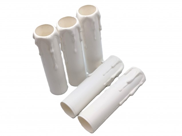 white plastic wax drip effect candle tubes 100mm height x 23mm 