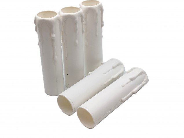 white plastic wax drip effect candle tubes 100mm height x 23mm 