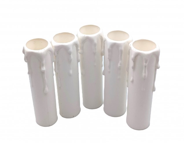 white plastic wax drip effect candle tubes 100mm height x 23mm 