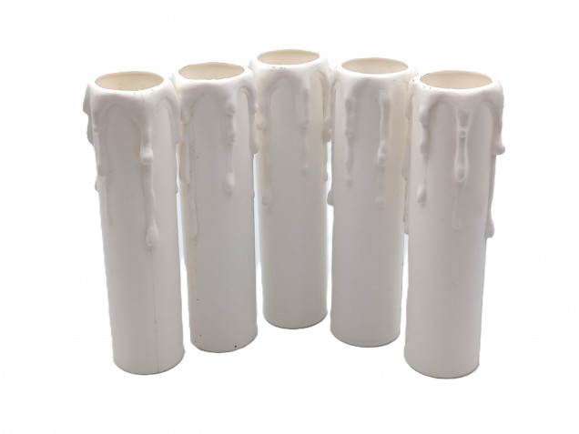 white plastic wax drip effect candle tubes 100mm height x 23mm 