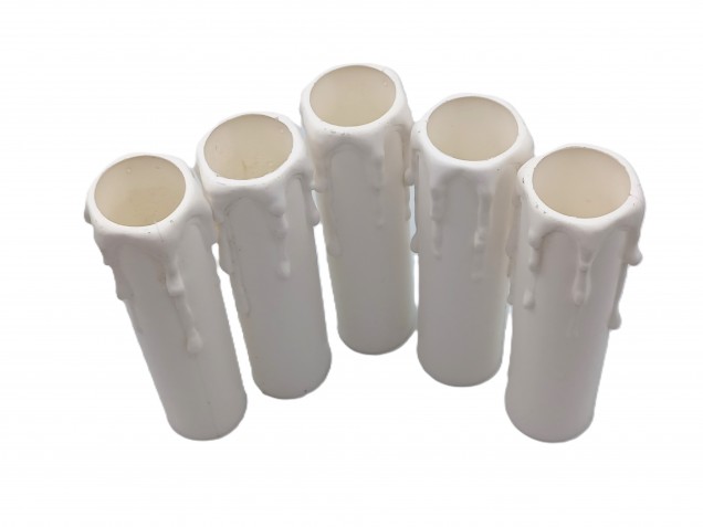 white plastic wax drip effect candle tubes 100mm height x 23mm 