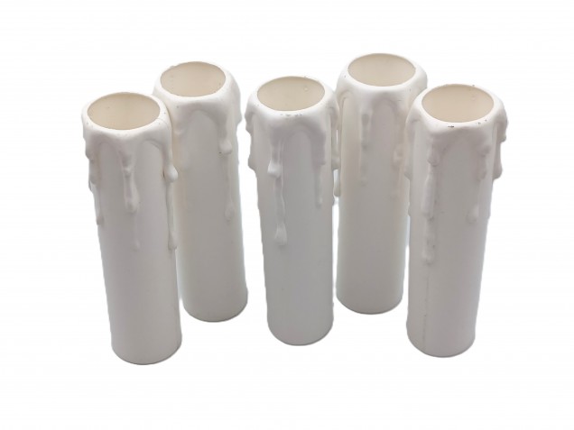 white plastic wax drip effect candle tubes 100mm height x 23mm 