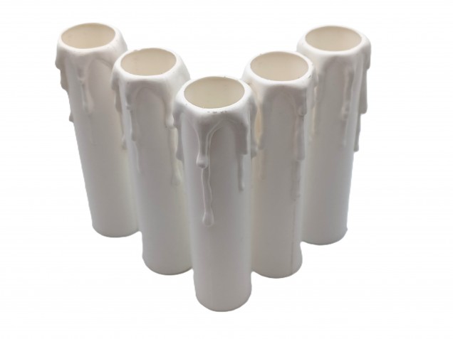 white plastic wax drip effect candle tubes 100mm height x 23mm 