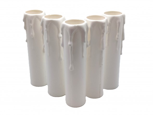 white plastic wax drip effect candle tubes 100mm height x 23mm 
