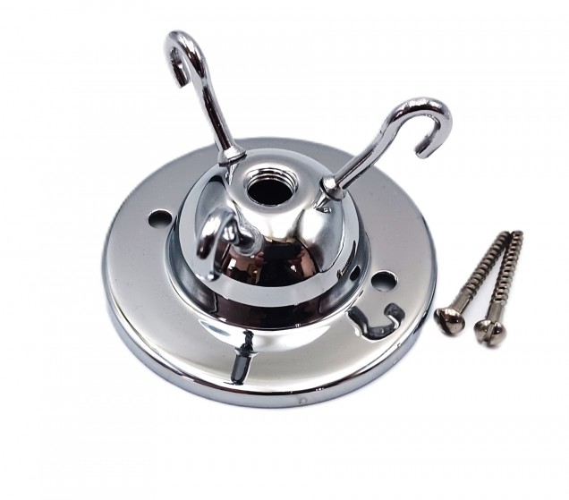 3 Hook Ceiling Pendant Set In Chrome Complete With Gothic Chain Cable And Lamp Holder 