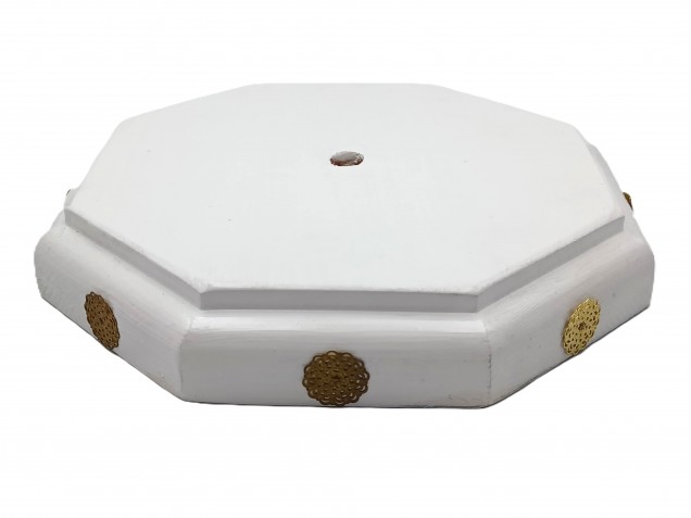 Pine ceiling rose pattress octagon white with brass decoration