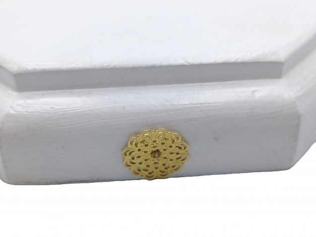 Pine ceiling rose pattress octagon white with brass decoration