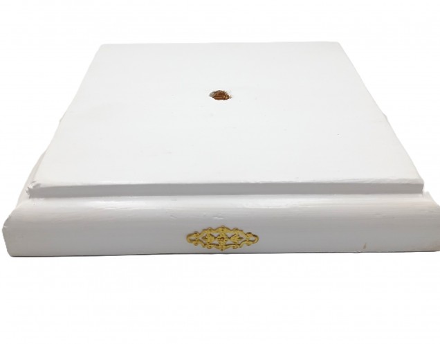 Pine ceiling rose pattress square white with brass decoration 