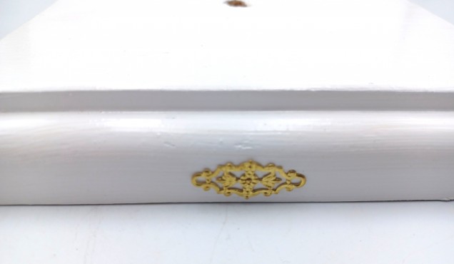 Pine ceiling rose pattress square white with brass decoration 