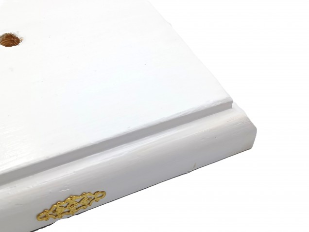 Pine ceiling rose pattress square white with brass decoration 