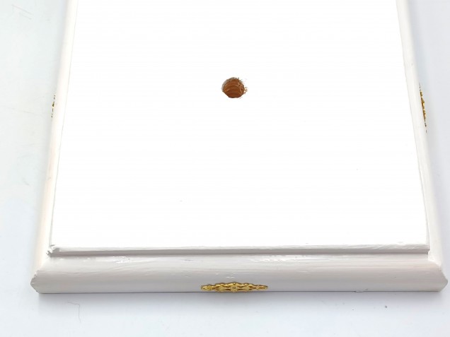 Pine ceiling rose pattress square white with brass decoration 