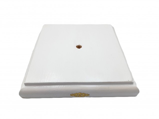 Pine ceiling rose pattress square white with brass decoration 