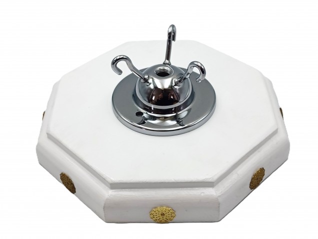 Pine ceiling rose pattress octagon white with brass decoration