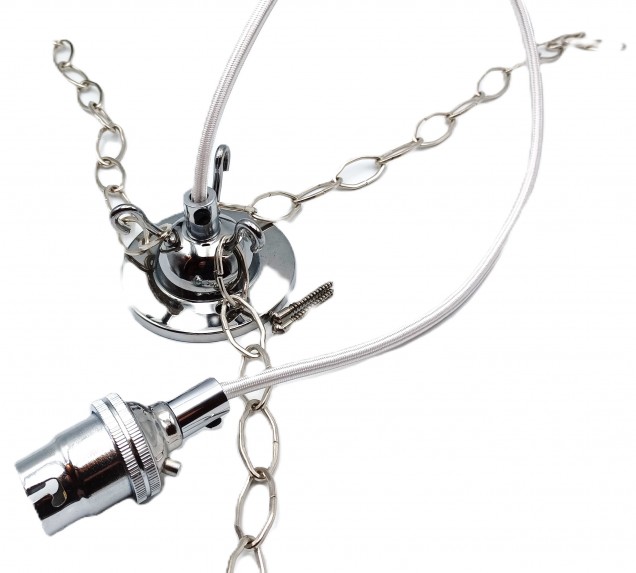 3 Hook Ceiling Pendant Set In Chrome Complete With Gothic Chain Cable And Lamp Holder 