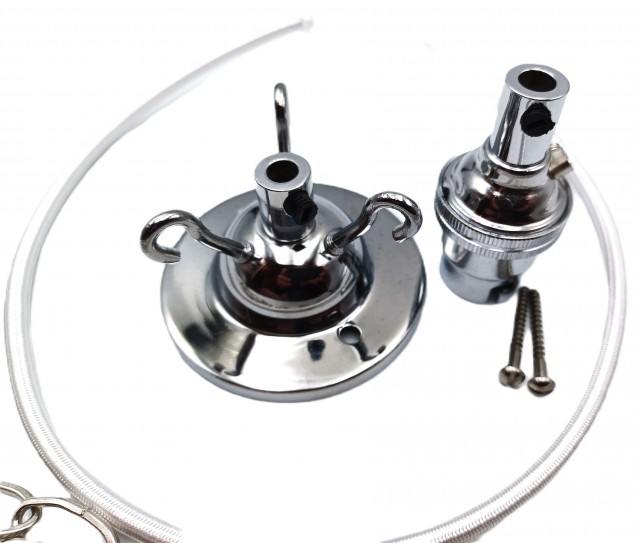 3 Hook Ceiling Pendant Set In Chrome Complete With Gothic Chain Cable And Lamp Holder 