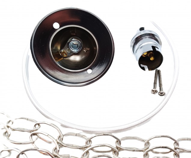 3 Hook Ceiling Pendant Set In Chrome Complete With Gothic Chain Cable And Lamp Holder 