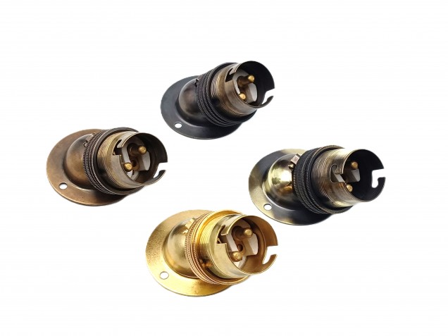 Angle batten lamp holder BC B22 3 part earthed 4 finishes