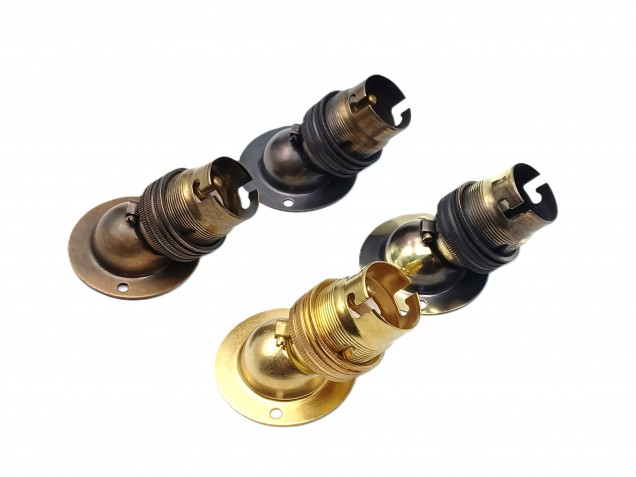 Angle batten lamp holder BC B22 3 part earthed 4 finishes