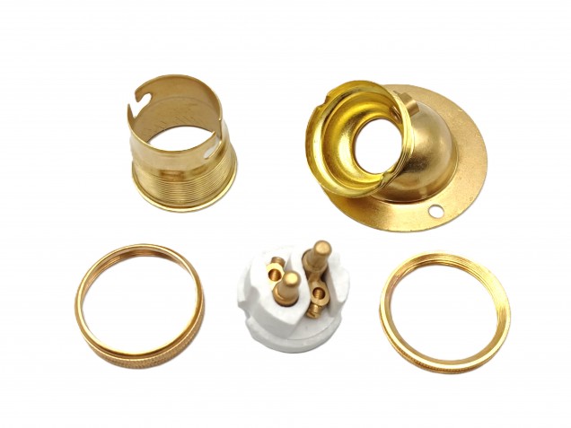 Angle batten lamp holder BC B22 3 part earthed 4 finishes