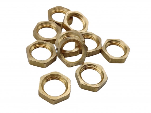 M10 Brass Hexagon Nuts 10mm Metric Thread 3mm Depth