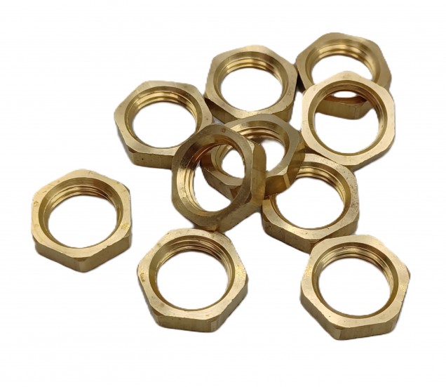 M10 Brass Hexagon Nuts 10mm Metric Thread 3mm Depth