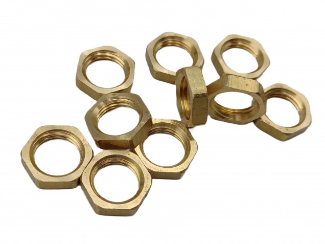 M10 Brass Hexagon Nuts 10mm Metric Thread 3mm Depth