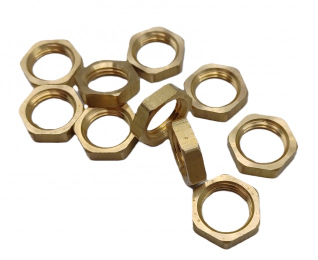 M10 Brass Hexagon Nuts 10mm Metric Thread 3mm Depth