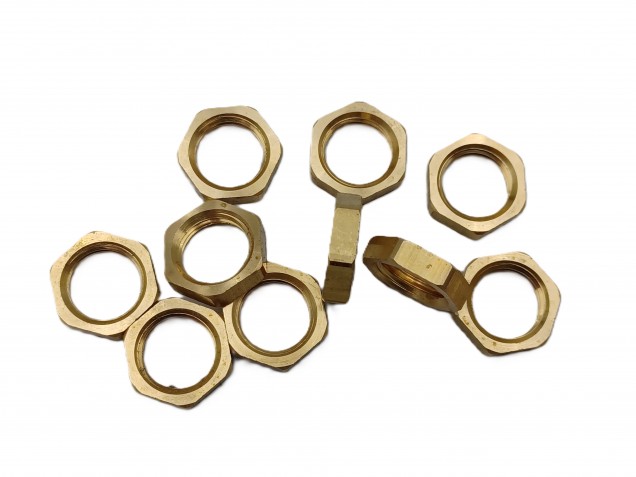 M10 Brass Hexagon Nuts 10mm Metric Thread 3mm Depth