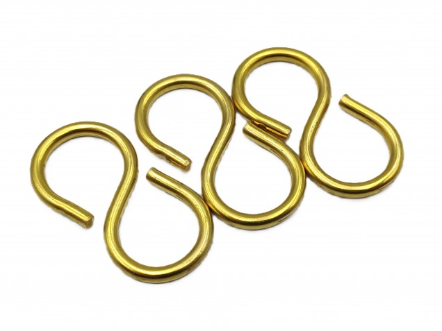 chandelier hook closed S hook in BRASS 3 pack