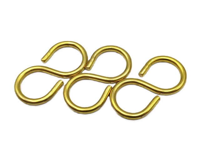 chandelier hook closed S hook in BRASS 3 pack