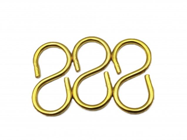 chandelier hook closed S hook in BRASS 3 pack