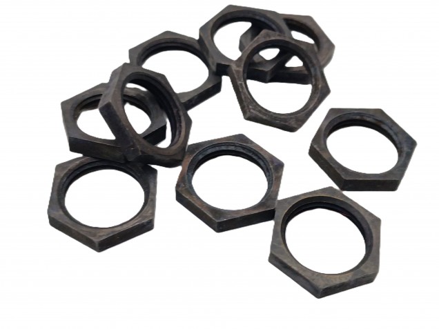 M13 Antique Brass Hexagon Nuts 10mm Metric Thread 3mm Depth  