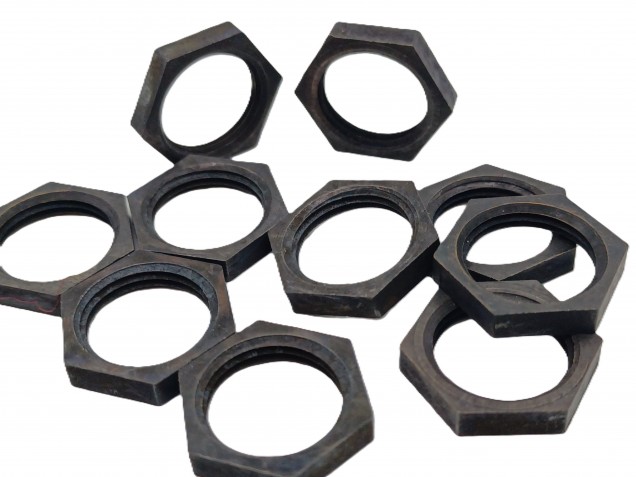 M13 Antique Brass Hexagon Nuts 10mm Metric Thread 3mm Depth  