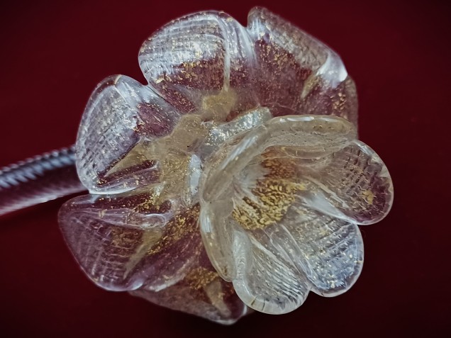 Murano Chandelier Flower clear and gold