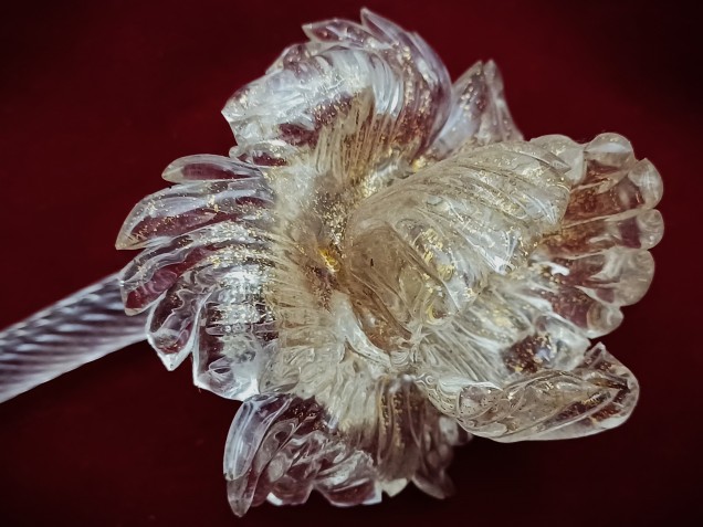 Venetian Chandelier Flower clear and gold 
