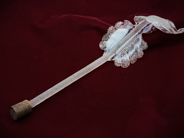 Murano chandelier blue and Clear glass Leaf  