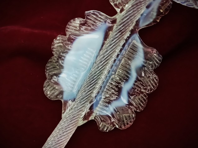 Murano chandelier blue and Clear glass Leaf  