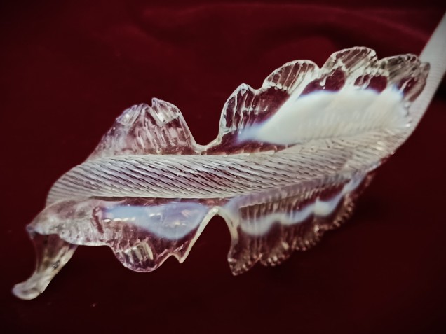 Murano chandelier blue and Clear glass Leaf  