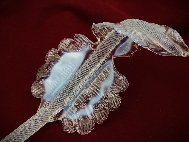 Murano chandelier blue and Clear glass Leaf  