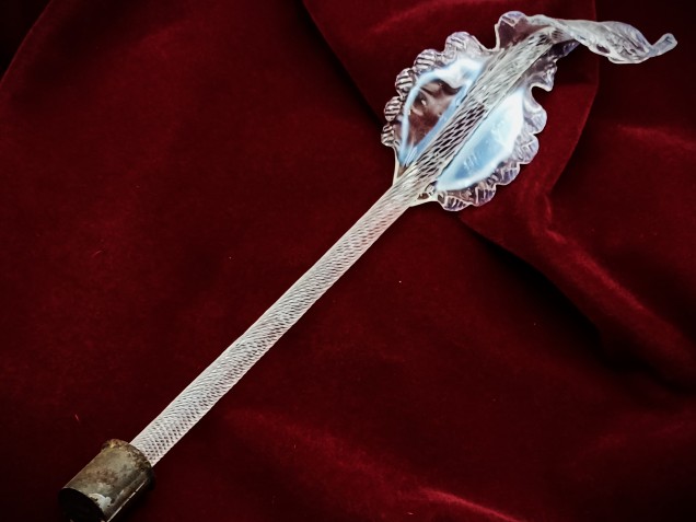 Murano chandelier blue and Clear glass Leaf  