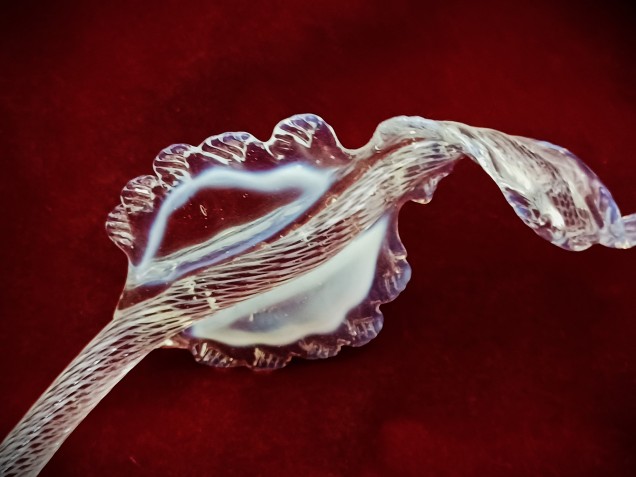 Murano chandelier blue and Clear glass Leaf  