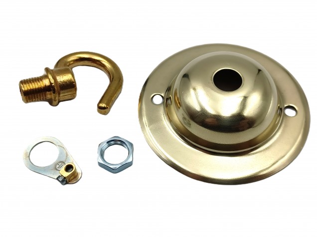 Chandelier hook ceiling plate in brass finish with matching screws