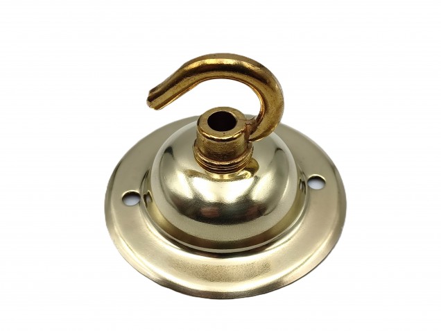 Chandelier hook ceiling plate in brass finish with matching screws