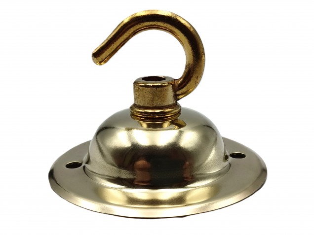 Chandelier hook ceiling plate in brass finish with matching screws