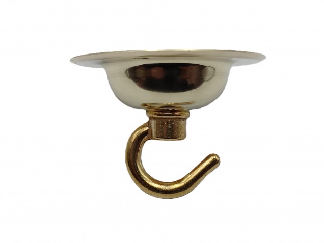 Chandelier hook ceiling plate in brass finish with matching screws